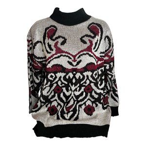 Vintage Fortune Knits Inc Womens Sweater L ? Black Ribbing Made‎ In USA *flaws*